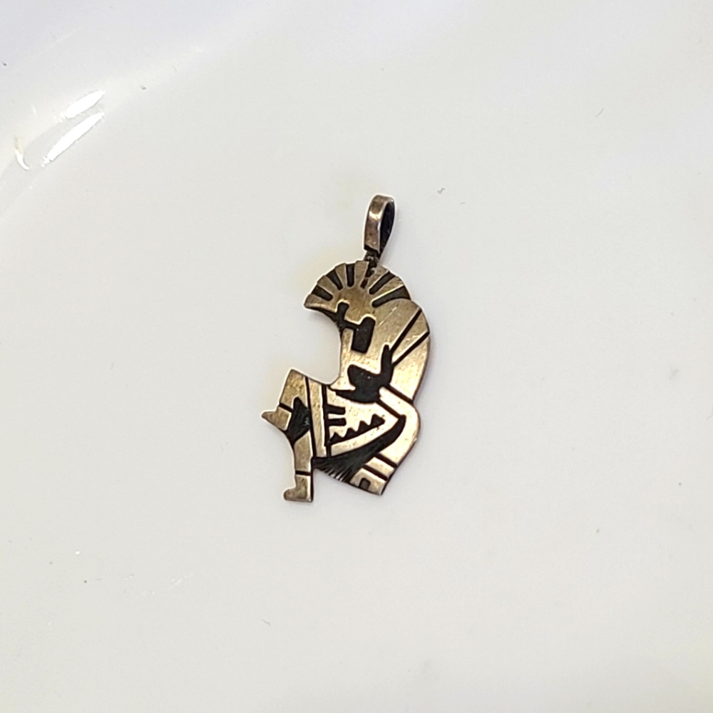 Vintage Sterling Silver Mens Tribal Aztec Western Boho Mexico Pendant
